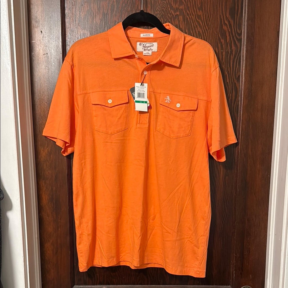 Original Penguin Orange Polo Shirt Classic Casual Style